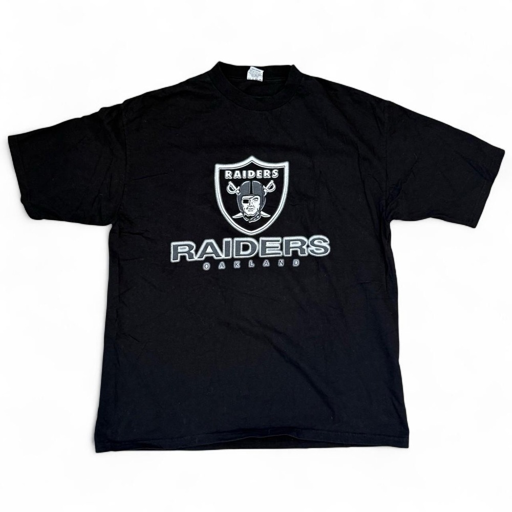 Vintage Oakland Raiders Classic Logo Black T-Shirt Men's XL NFL Sportswear Y2K